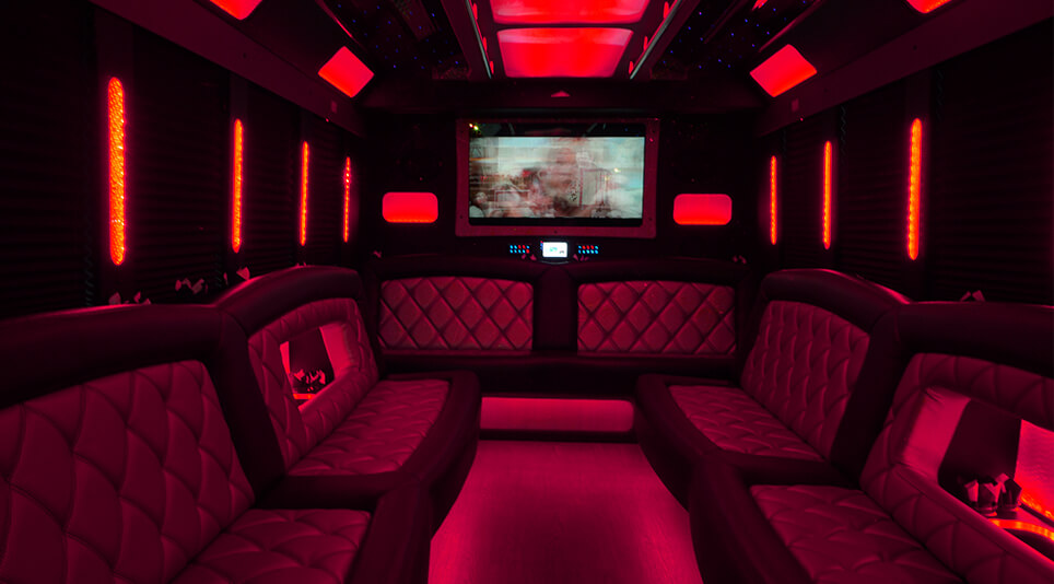 party bus with flat-screen TVs