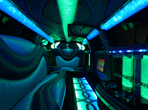 limo with neon lighting