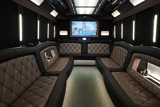 spacious limo bus interior