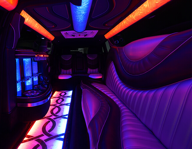 limousine interior with leather seating
